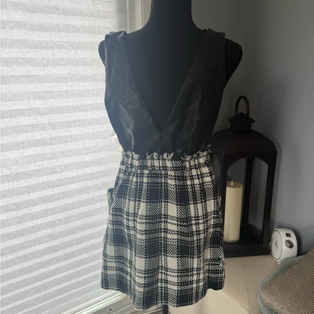 Zara Black and White Plaid Dress